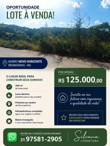 Lote a venda em Brumadinho Bairro Novo Horizonte 360 m²