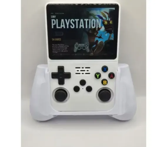 Vendo console r36s branco com grip e case