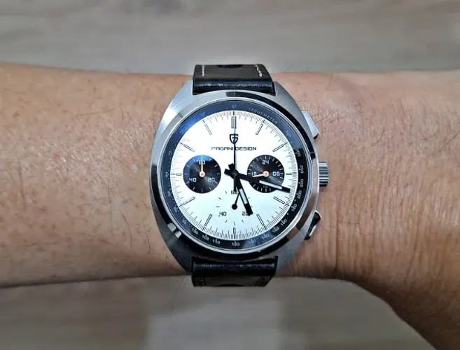Relógio Pagani Design Turtle Cronógrafo Seiko VK63 40mm Branco