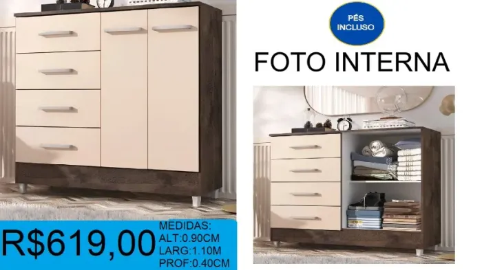 Cômoda alt:90cm larg:1,10m - entrega grátis e á pronta entrega!