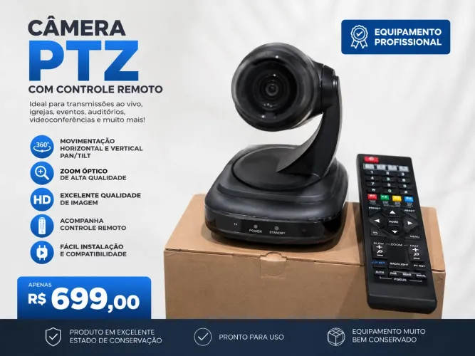 Câmera PTZ com Controle Remoto