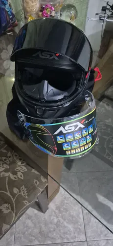 Capacete fechado Asx City Solido preto fosco + viseira fumê - Número 60