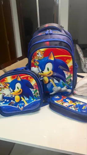 Kit de bolsa escolar do Sonic - imagem alto relevo