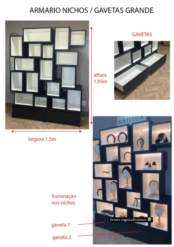 Armário com Nichos e Gavetas e Iluminação LED