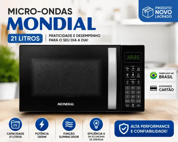 MICROONDAS MONDIAL 21 LITROS NOVO