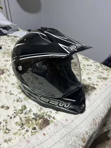 Capacete ASW Motard Trilha Preto com Viseira
