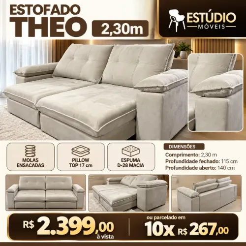 Sofá 2,50cm cor off com mola encasadas