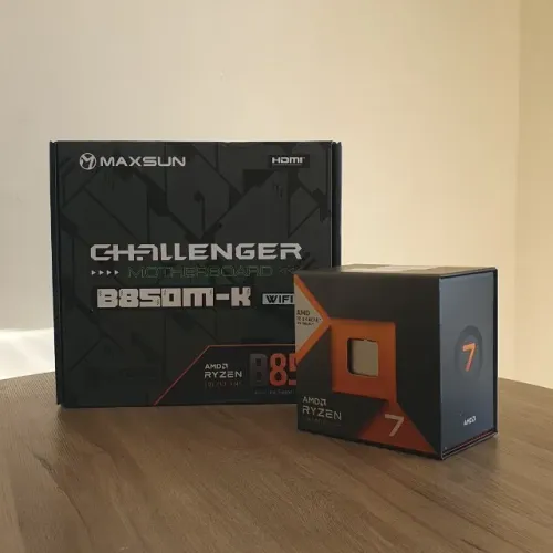 KIT UPGRADE RYZEN 7 7800X3D + PLACA MAE MAXSUN CHALLENGER B850M-K WIFI AM5 MATX DDR5 NOVO!