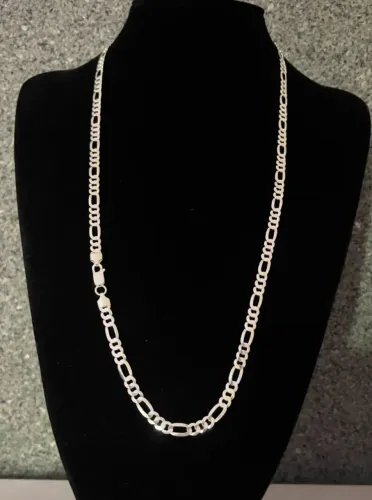 Cordão de prata 6mm 70cm brilho de loja 