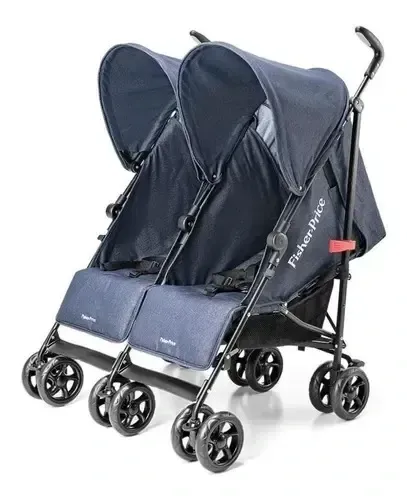 Carrinho Gêmeos City Twins Azul Marinho 0-15kgs Fisher Price Duplo