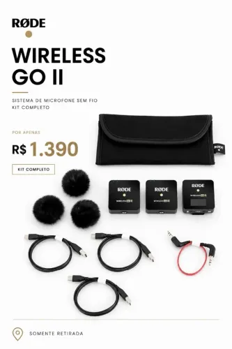 Microfone Lapela Sem Fio Rode Wireless GO II Kit Completo