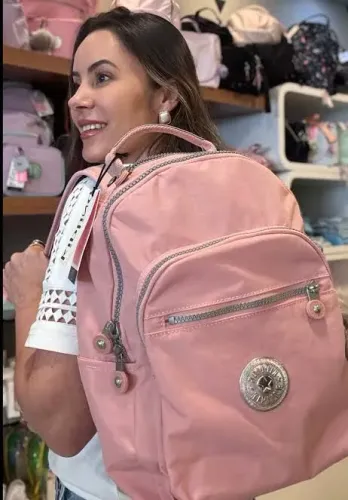 Mochila Kipling Original XL Rosa Linda Delicada e Resistente