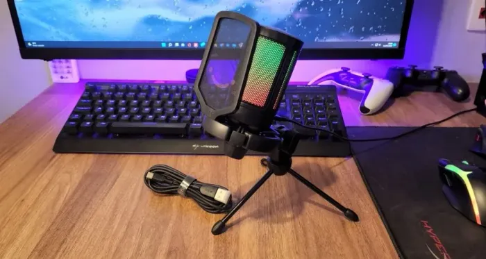 Microfone Fifine AmpliGame A6V RGB USB Novo