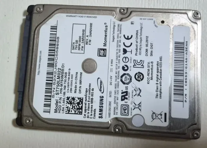 HD DE NOTEBOOK 750GB