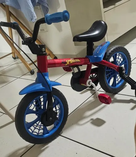 Bicicleta Infantil Nathor Homem Aranha com Rodinhas Aro 12