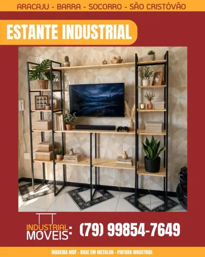 RACK ESTANTE INDUSTRIAL COM ESPAÇO P/ TV 50" - SALA MODERNA - ARACAJU