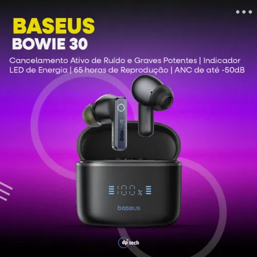 PROMOÇÃO!! Fone Bluetooth Baseus Bowie 30 ANC -50dB | Até 65h | Bluetooth 5.3