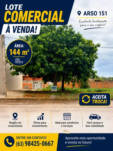 Vendo Lote comercial na ARSO 151, 1503 sul