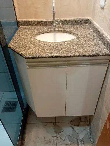Pia ele banheiro com balcão em mdf