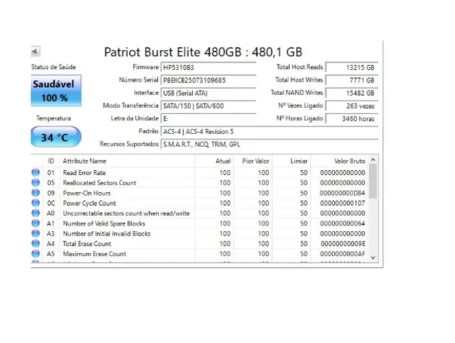 ssd 480gb 100% saudavel