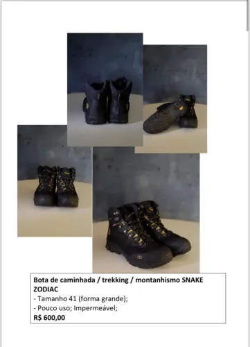 Bota de caminhada, trekking e montanhismo 