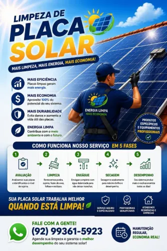 Limpeza em placa solar