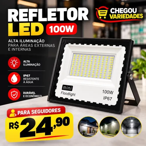 Refletor LED SMD 100W IP67 Branco Frio 6500K - RL Lighting
