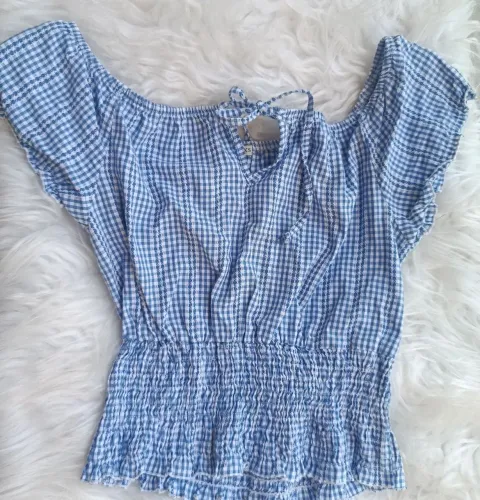 Blusa ciganinha xadrez Tam PP