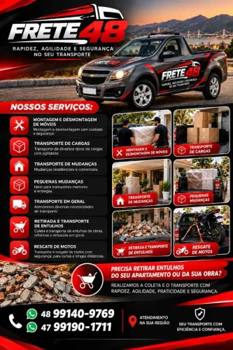 Frete , montagem e desmontagem de móveis. 