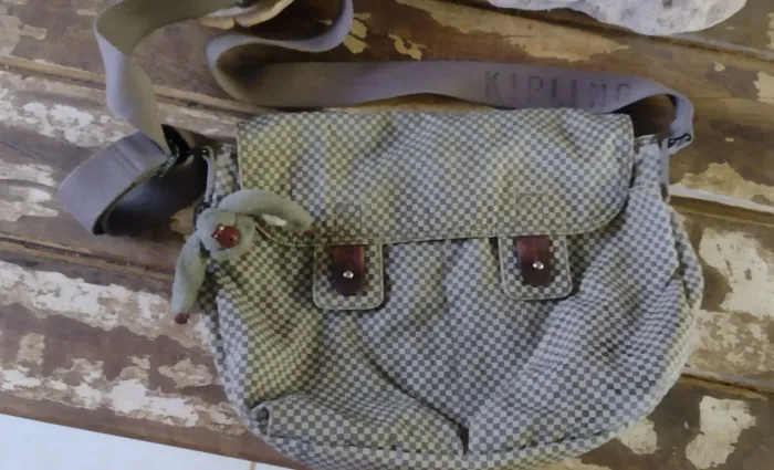 Bolsa Kipling original, lateral xadrez