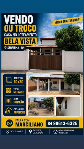 Vendo ou troco casa em Serrinha RN