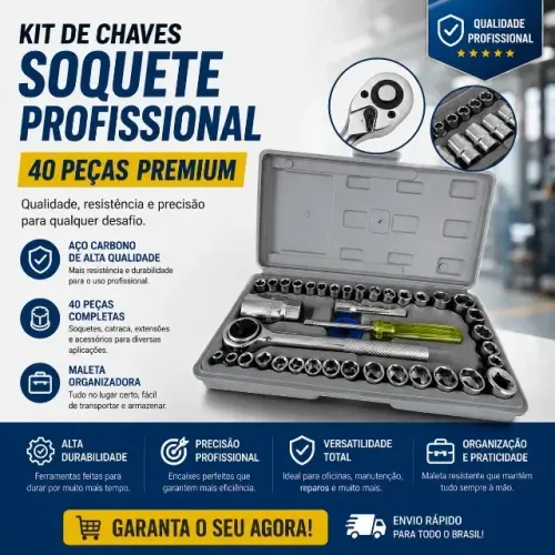 kit de chaves soquete 40 peças 
