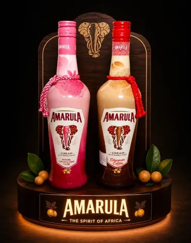 Este é um Licor Amarula Raspberry Chocolate & Baobab.