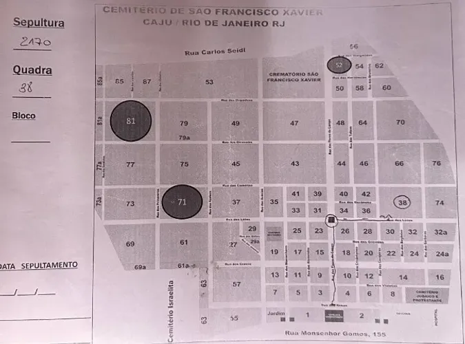 Jazigo - São Francisco Xavier - Caju RJ - 2,4m2
