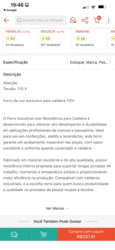 Ferro caldeira para lavanderia