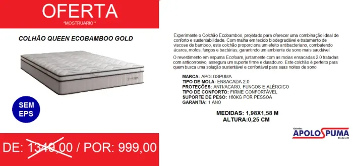 Colchão queen molas ensacadas oferta- entrega gratis 