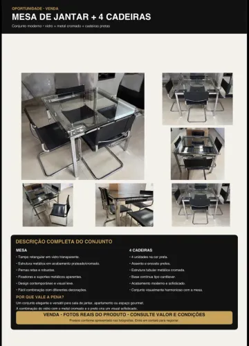 Mesa de jantar com quatro cadeiras