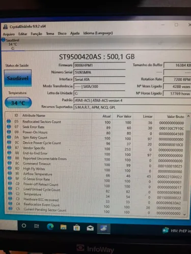 HD Laptop Notebook 500GB 7200RPM Funcionando Perfeitamente 