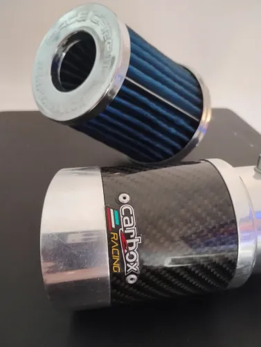 KIT TUNING - UMA PONTEIRA DE ESCAPAMENTO CARBOX RACING E UM FILTRO DE AR RACE CHROME