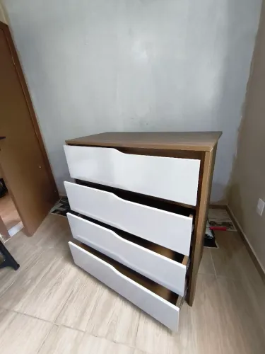 Cômoda de 4 gavetas 100% MDF + cama box casal smart bambu
