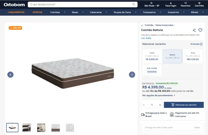 Colchão Ortobom Bellona Queen Size 158x198x31 cm - NOVO