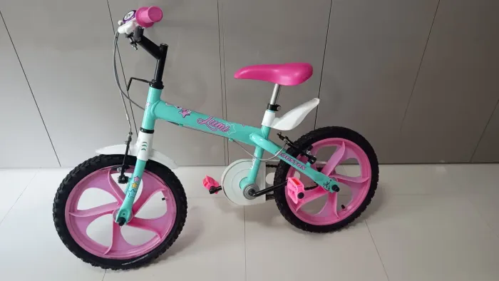Bicicleta Infantil Aro 16 Houston Ludi - Verde com Rodinhas Freio V-Brake