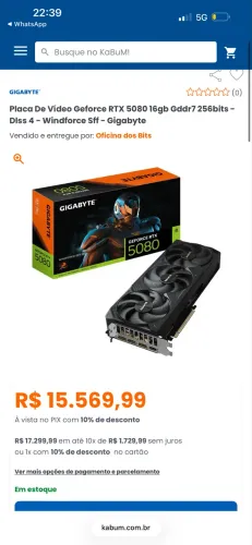 Placa De Vídeo Geforce RTX 5080 16gb Gddr7 