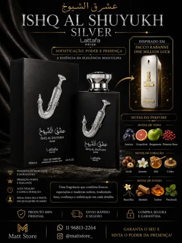 Perfume ishq al shuyukh silver Lattafa 100ml Eau de parfum