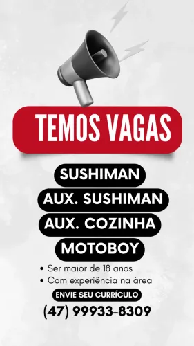 Vagas para delivery de Sushi