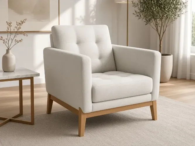 Poltrona Esmeralda 72cm Linho Bege (NOVO A PRONTA ENTREGA)