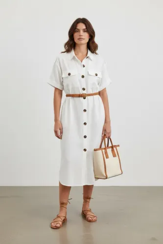 Vestido Chemise Nanaminze Branco M com Forro