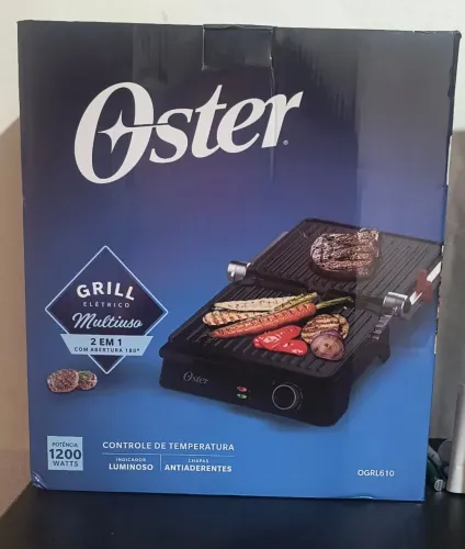 Grill elétrico multiuso 2 em 1 com abertura 180°