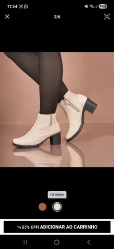 Bota feminina Cano Curto - Off White