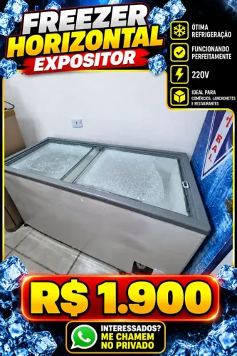 Freezer Horizontal Expositor com Tampa de acrilico/Vidro